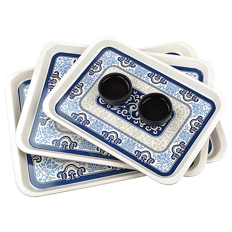 五和仿青花食品密胺餐具茶盘中号